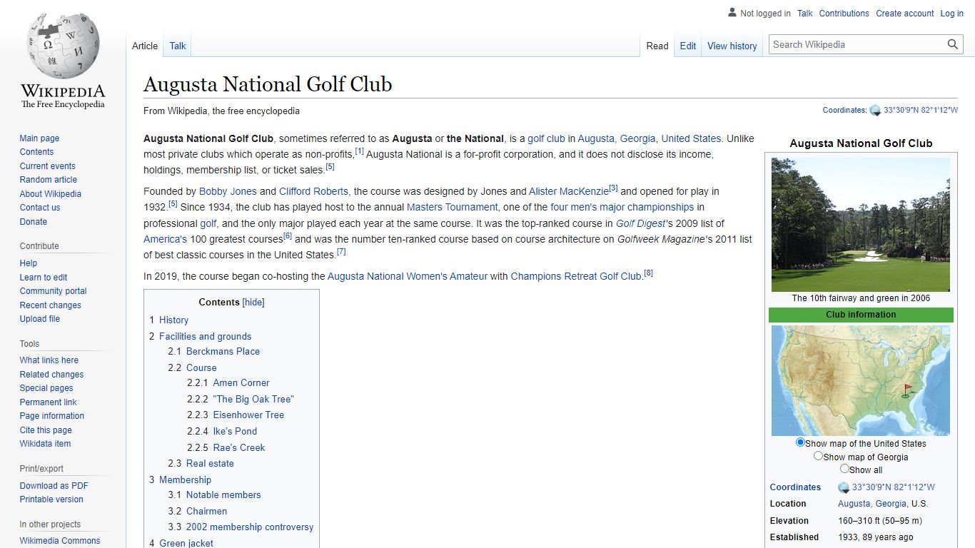 Augusta National Golf Club - Wikipedia